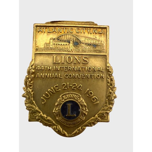 Vintage 1961 Lions Club 44th International Annual Convention Badge Atlantic City - Picture 3 of 3